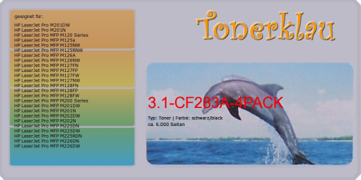 Toner 3.1-CF283A-4PACK [ 4er Pack ] kompatibel mit HP CF2 - EOL