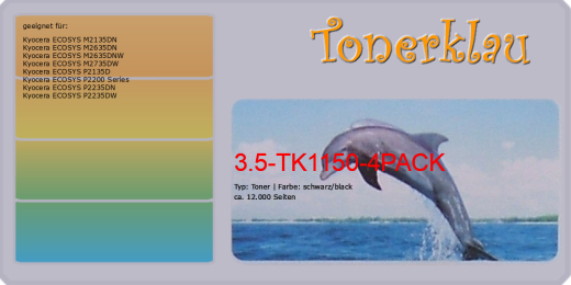 Toner 3.5-TK1150-4PACK [ 4er Pack ] kompatibel mit Kyocera TK-1150 / 1T02RV0NL0