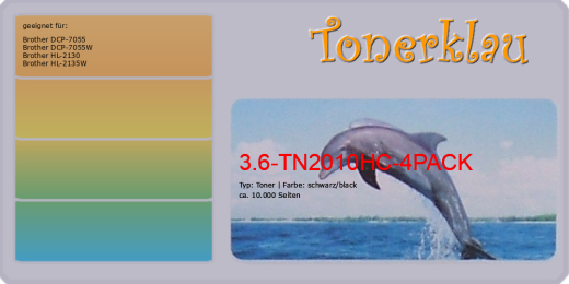 Toner 3.6-TN2010HC-4PACK [ 4er Pack ] kompatibel mit Brother TN-2010 / TN-2010