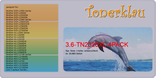 Toner 3.6-TN2320XL-4PACK [ 4er Pack ] kompatibel mit Brother TN-2320